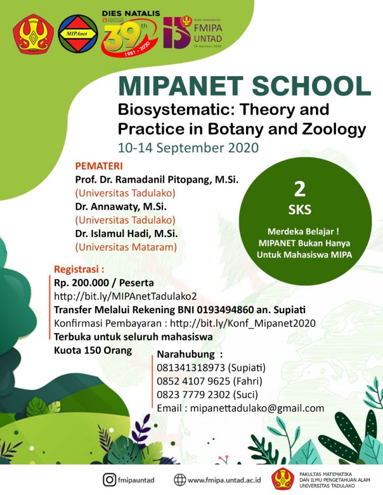 MIPANET SCHOOL Biosystematic: Theory and Practice in Botany and Zoology